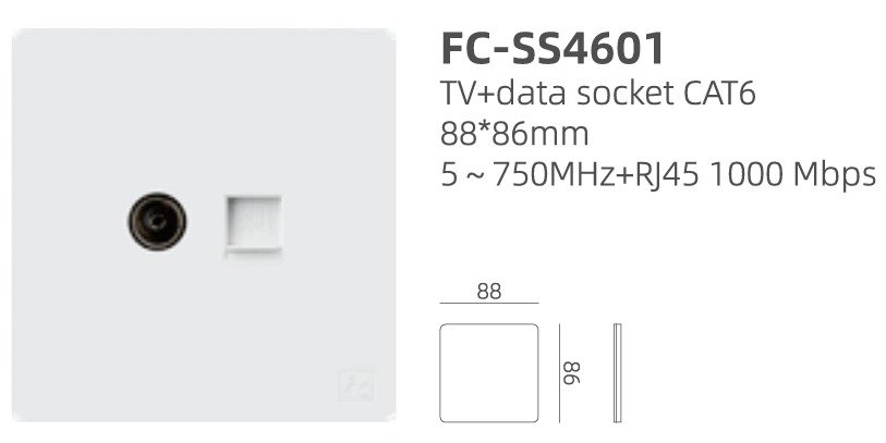 فيش تلفزيون + data socket CAT6 - الصورة 2