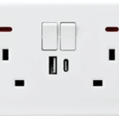 فيش مزدوج + مفتاح + مدخلين USB
